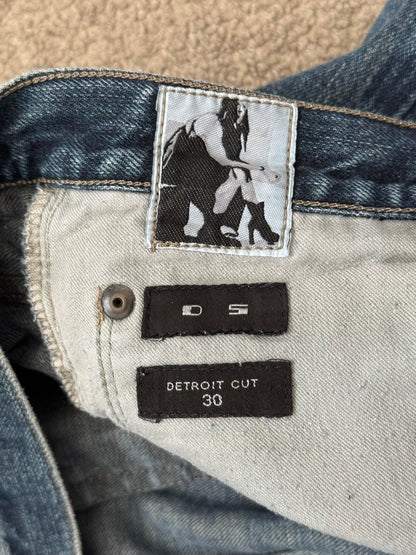 FW14 Rick Owens DRKSHDW Dark Inside Blue Detroit Cut Denim Jeans