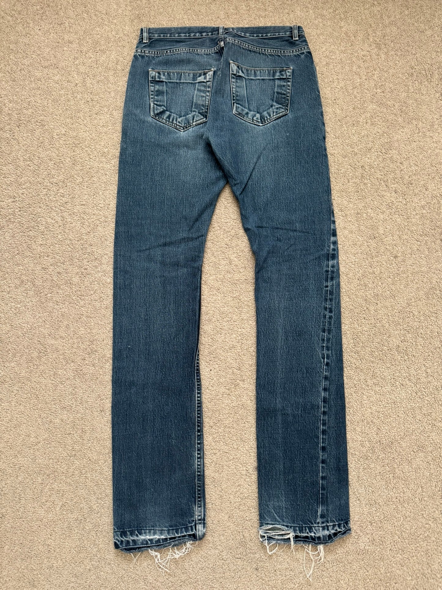 FW14 Rick Owens DRKSHDW Dark Inside Blue Detroit Cut Denim Jeans