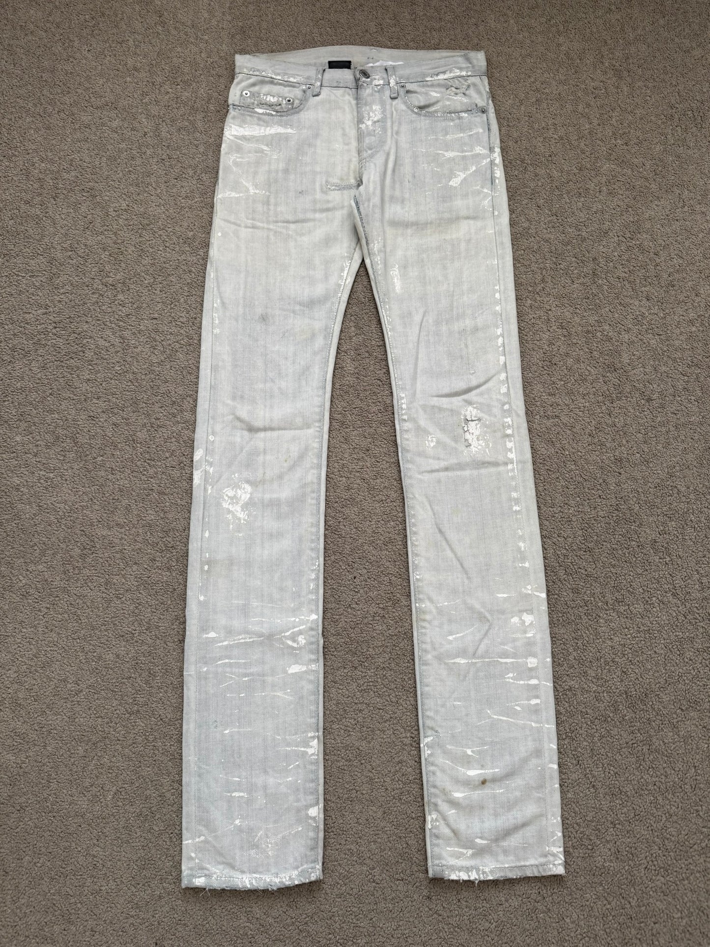 SS09 Dior Homme by Kris Van Assche Paint Splatter Denim Jeans