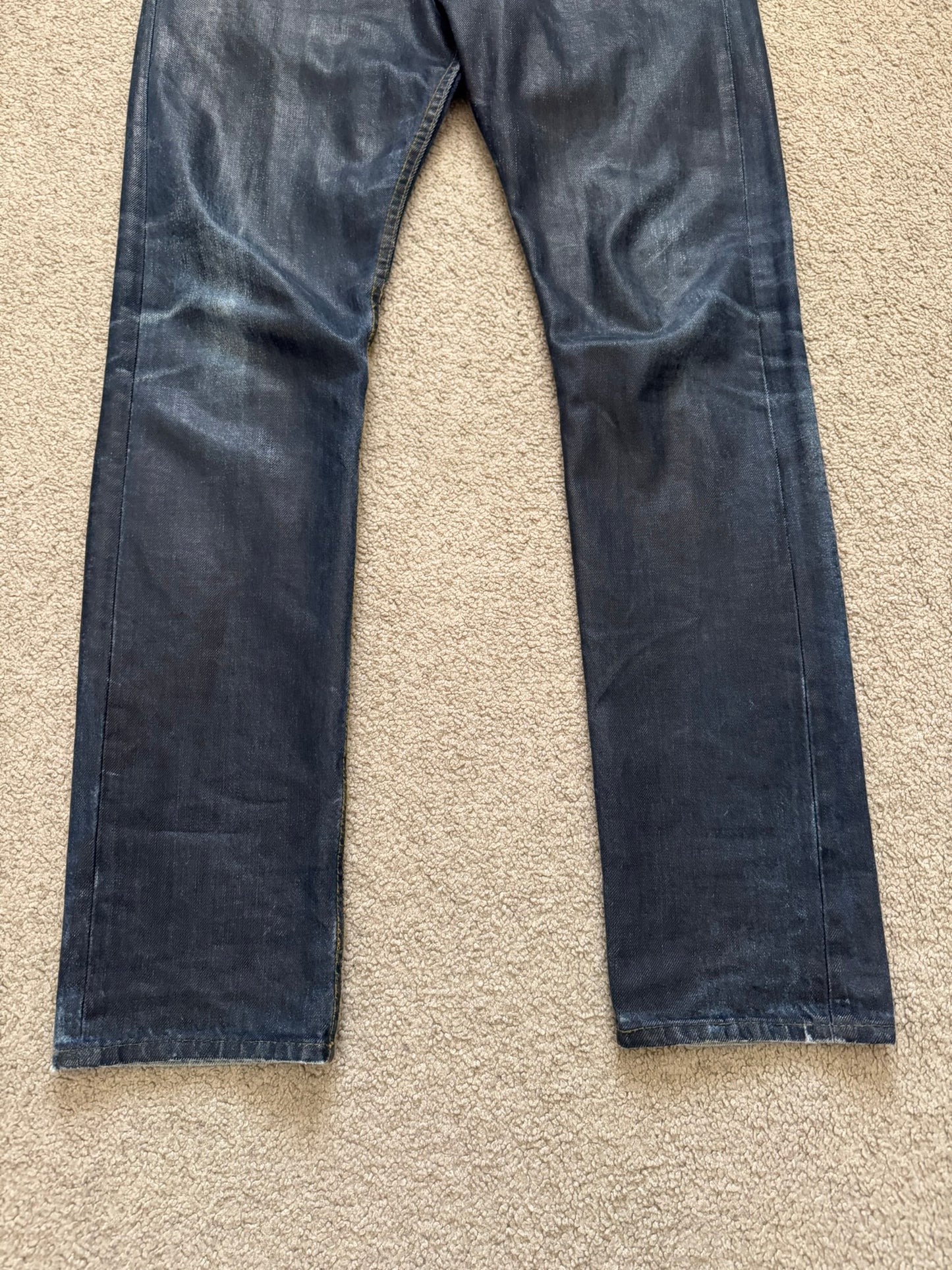 FW12 Dries Van Noten Runway "Cummerbund" Waxed Denim Jeans