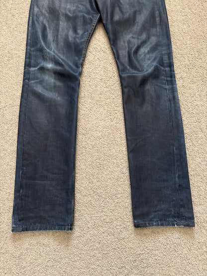 FW12 Dries Van Noten Runway "Cummerbund" Waxed Denim Jeans