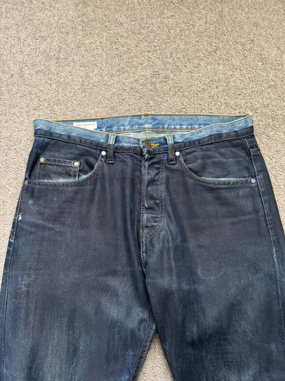 FW12 Dries Van Noten Runway "Cummerbund" Waxed Denim Jeans