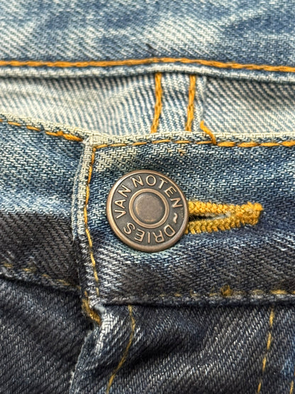 FW12 Dries Van Noten Runway "Cummerbund" Waxed Denim Jeans