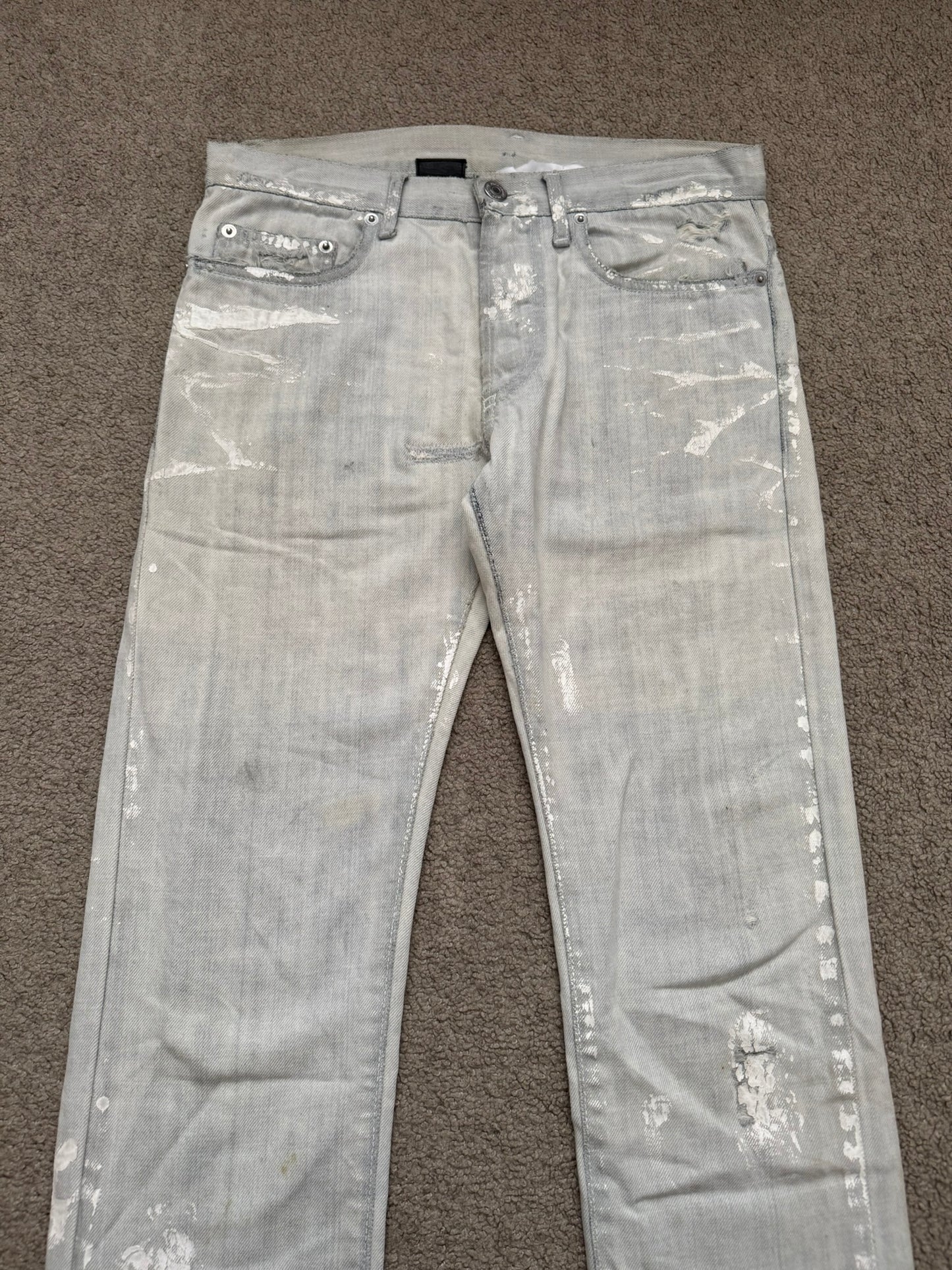SS09 Dior Homme by Kris Van Assche Paint Splatter Denim Jeans