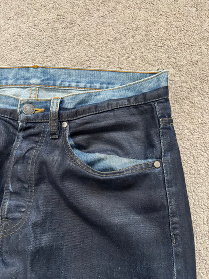 FW12 Dries Van Noten Runway "Cummerbund" Waxed Denim Jeans