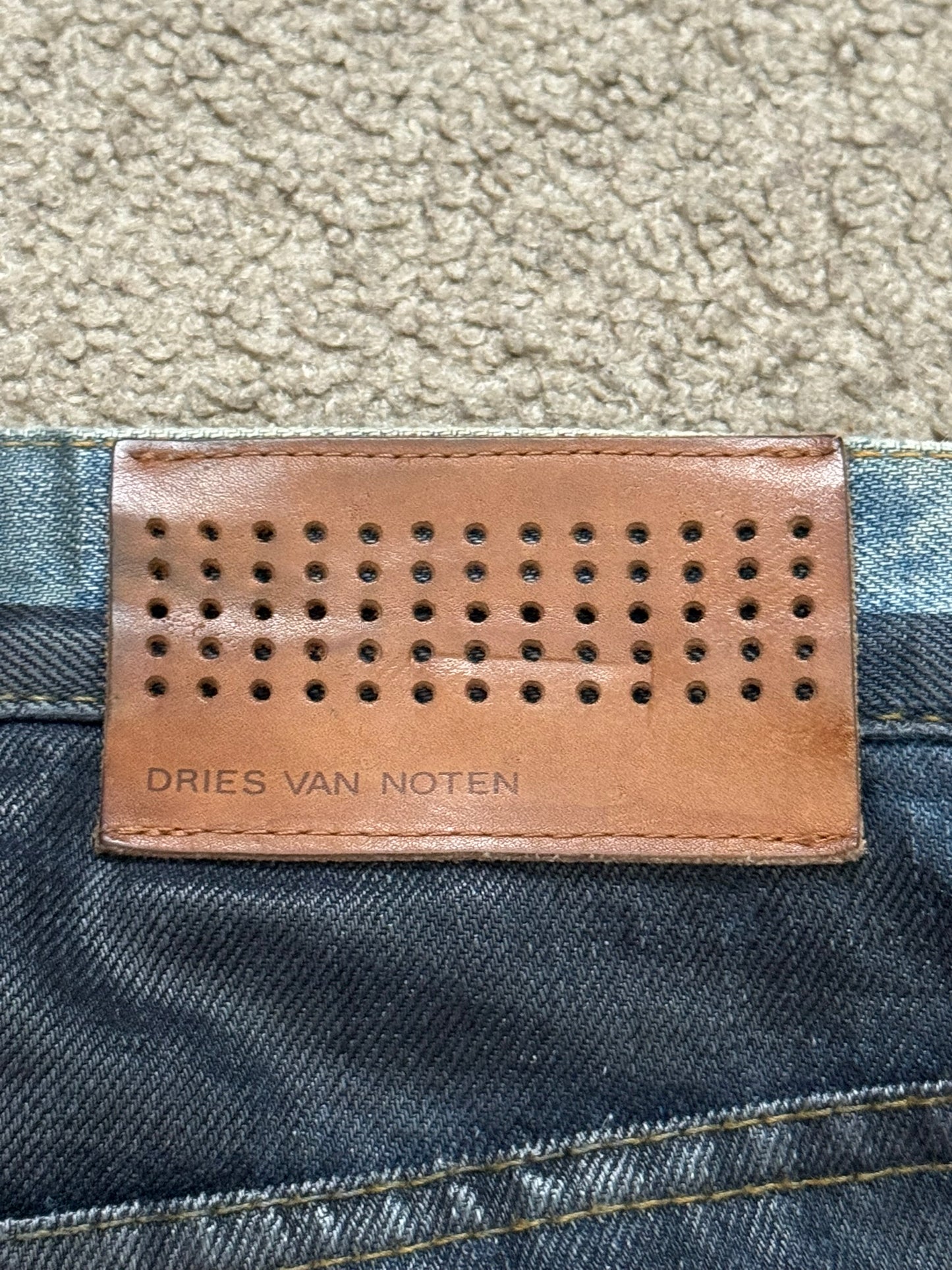 FW12 Dries Van Noten Runway "Cummerbund" Waxed Denim Jeans