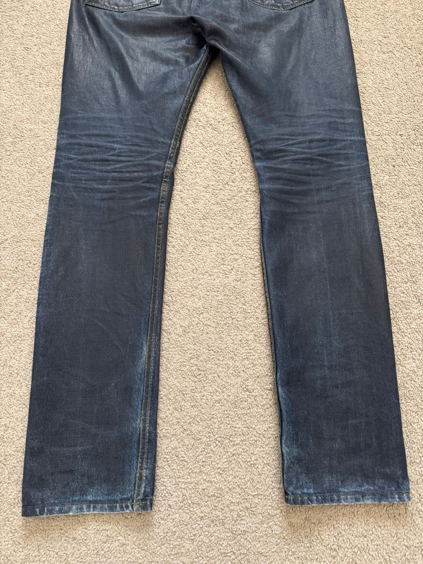 FW12 Dries Van Noten Runway "Cummerbund" Waxed Denim Jeans