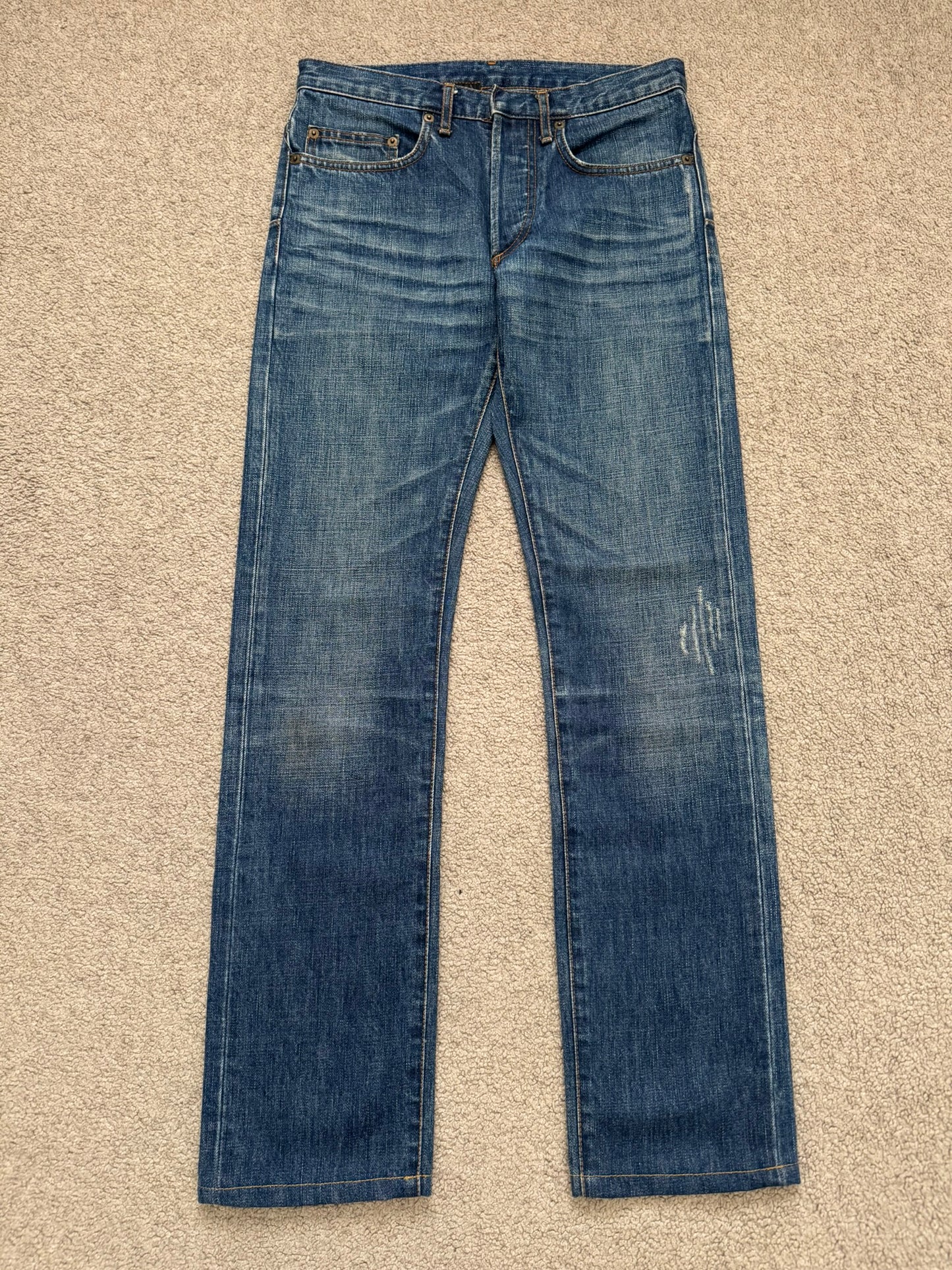 AW06 Dior Homme by Hedi Slimane MIJ Clawmark Blue Denim Jeans