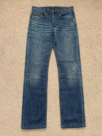 AW06 Dior Homme by Hedi Slimane MIJ Clawmark Blue Denim Jeans