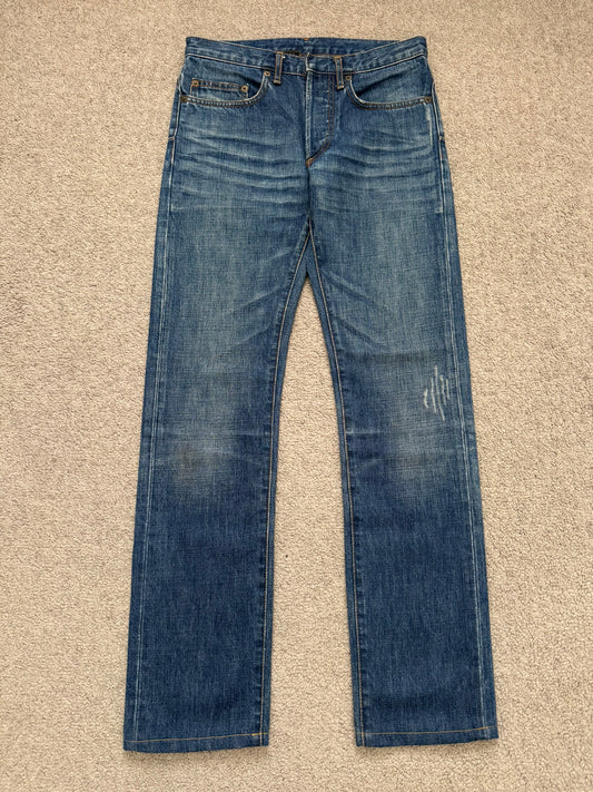AW06 Dior Homme by Hedi Slimane MIJ Clawmark Blue Denim Jeans