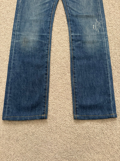AW06 Dior Homme by Hedi Slimane MIJ Clawmark Blue Denim Jeans