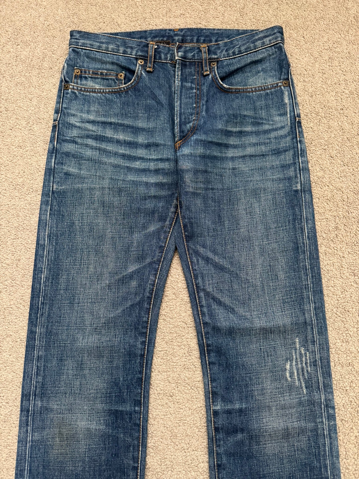 AW06 Dior Homme by Hedi Slimane MIJ Clawmark Blue Denim Jeans