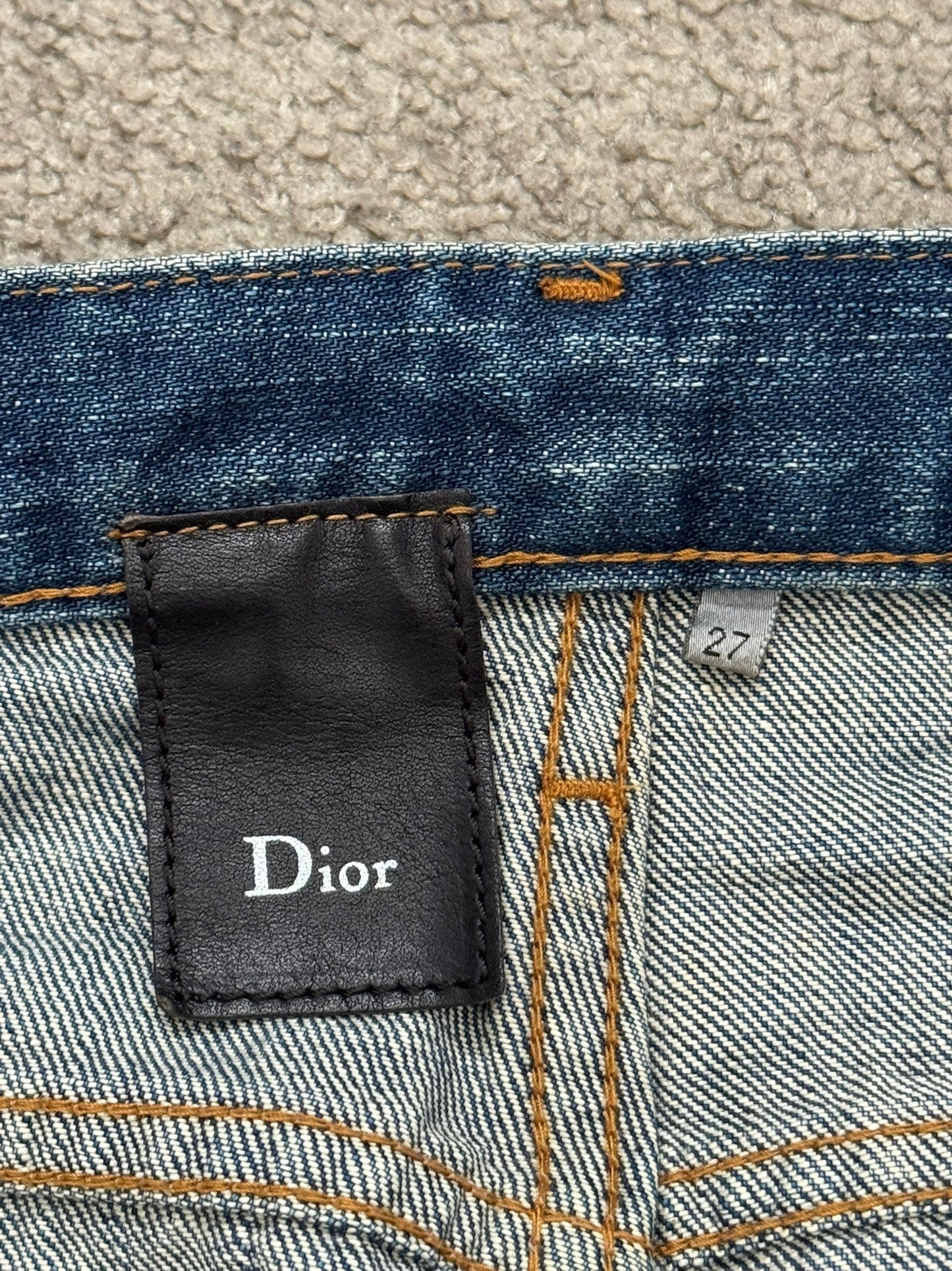 AW06 Dior Homme by Hedi Slimane MIJ Clawmark Blue Denim Jeans