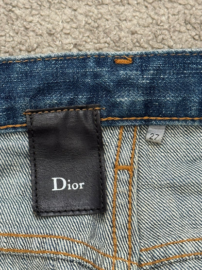 AW06 Dior Homme by Hedi Slimane MIJ Clawmark Blue Denim Jeans