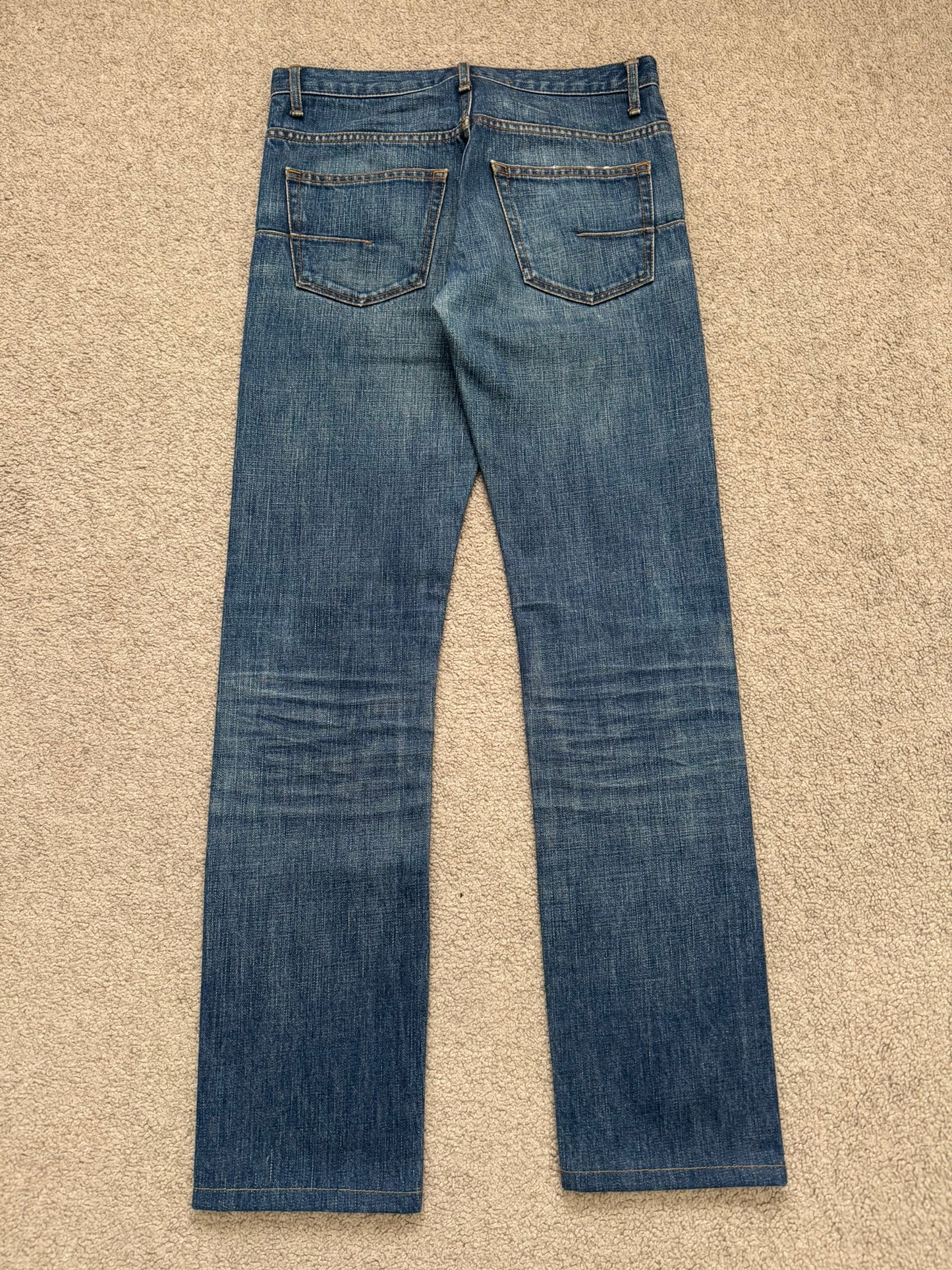 AW06 Dior Homme by Hedi Slimane MIJ Clawmark Blue Denim Jeans