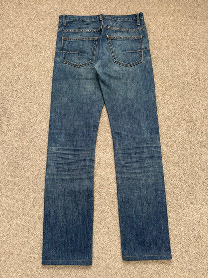 AW06 Dior Homme by Hedi Slimane MIJ Clawmark Blue Denim Jeans