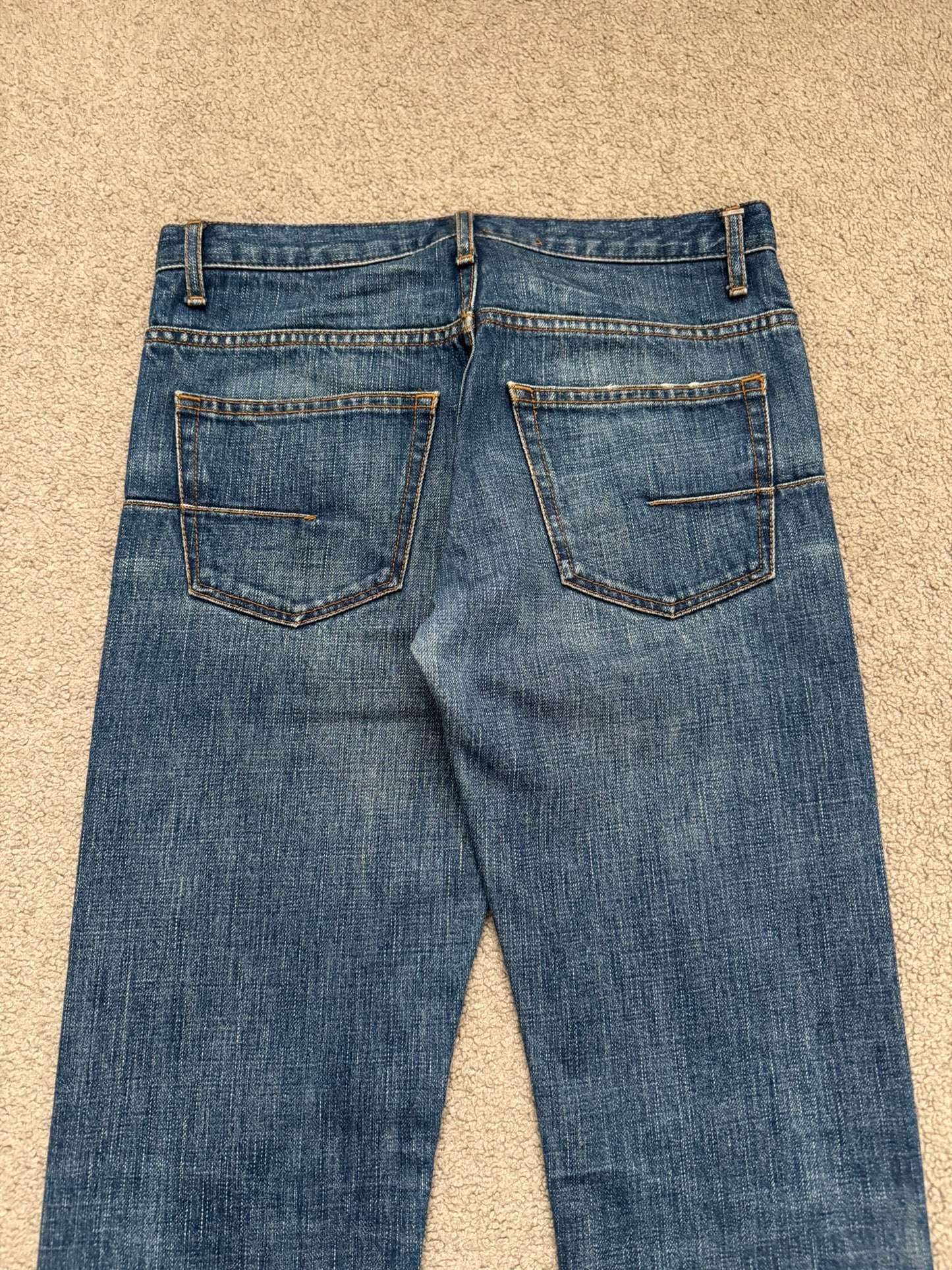 AW06 Dior Homme by Hedi Slimane MIJ Clawmark Blue Denim Jeans