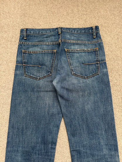 AW06 Dior Homme by Hedi Slimane MIJ Clawmark Blue Denim Jeans