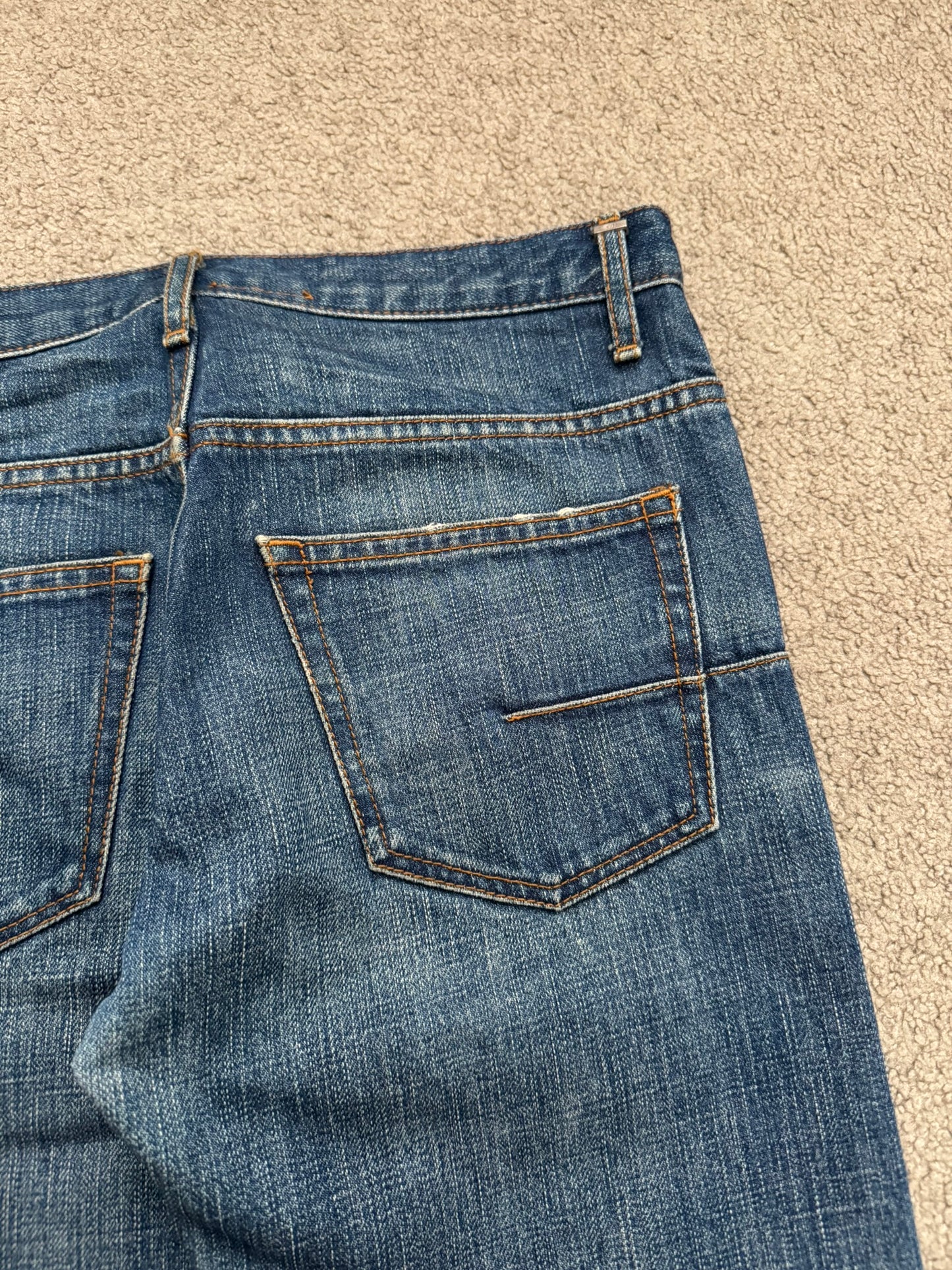 AW06 Dior Homme by Hedi Slimane MIJ Clawmark Blue Denim Jeans