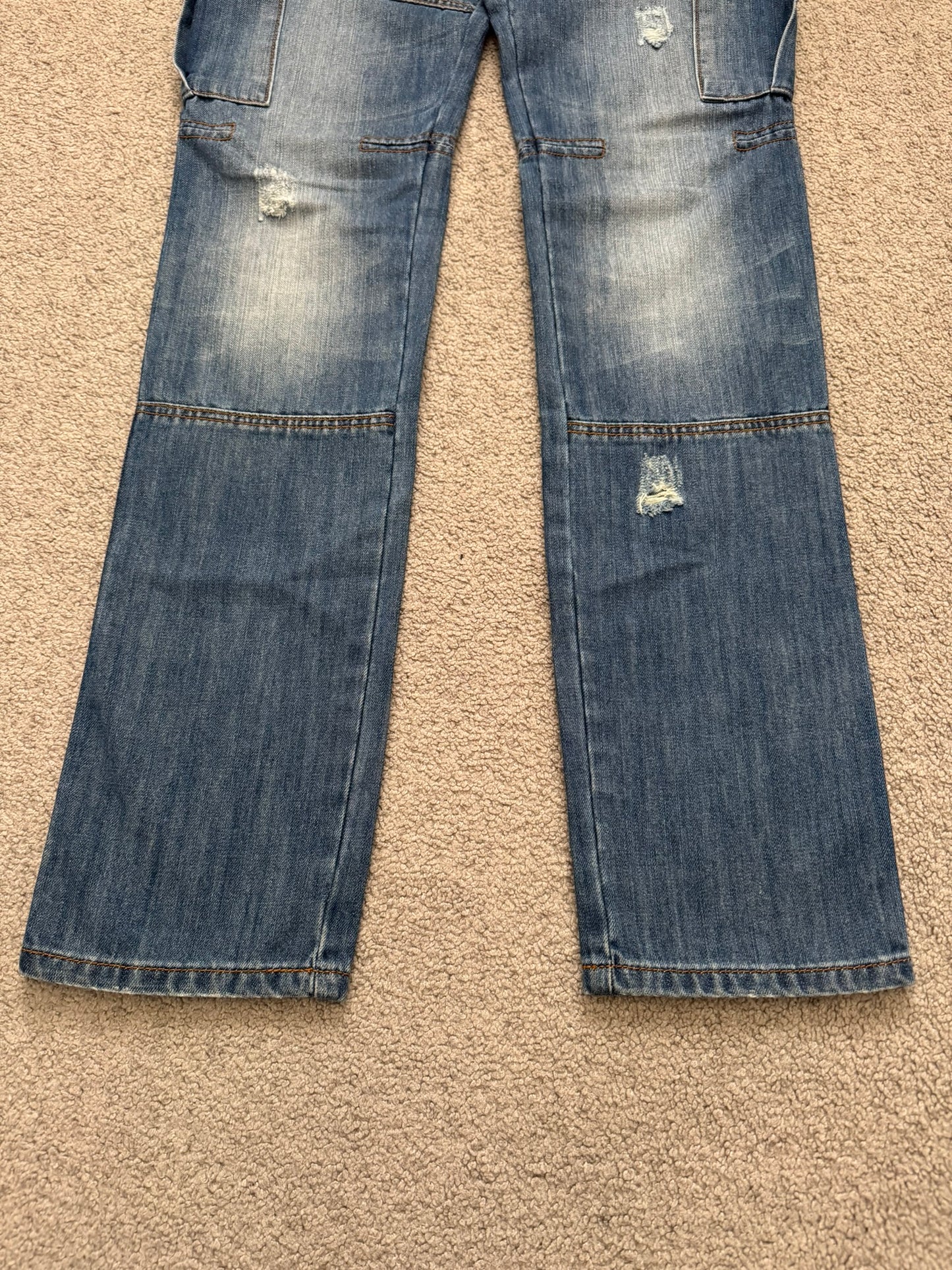 SS10 Balmain by Christophe Decarnin Distressed Cargo Denim Jeans