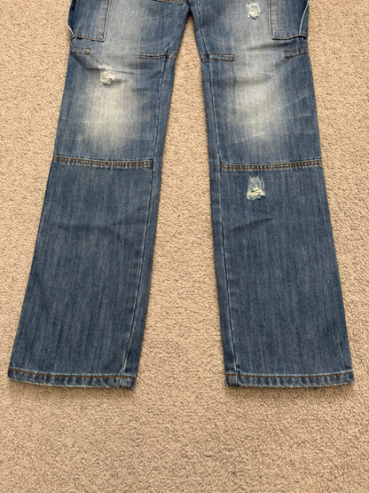 SS10 Balmain by Christophe Decarnin Distressed Cargo Denim Jeans