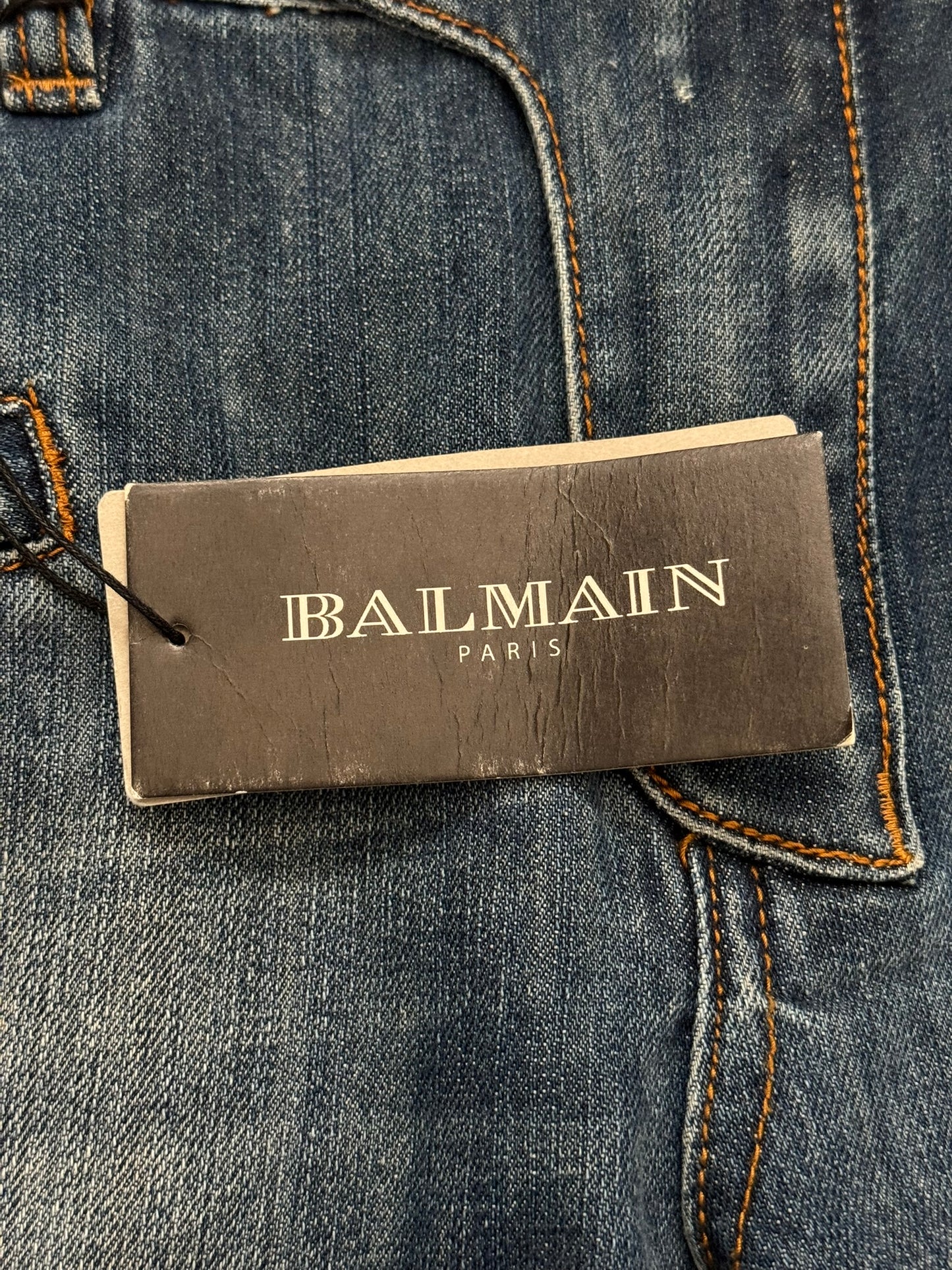 SS10 Balmain by Christophe Decarnin Distressed Cargo Denim Jeans