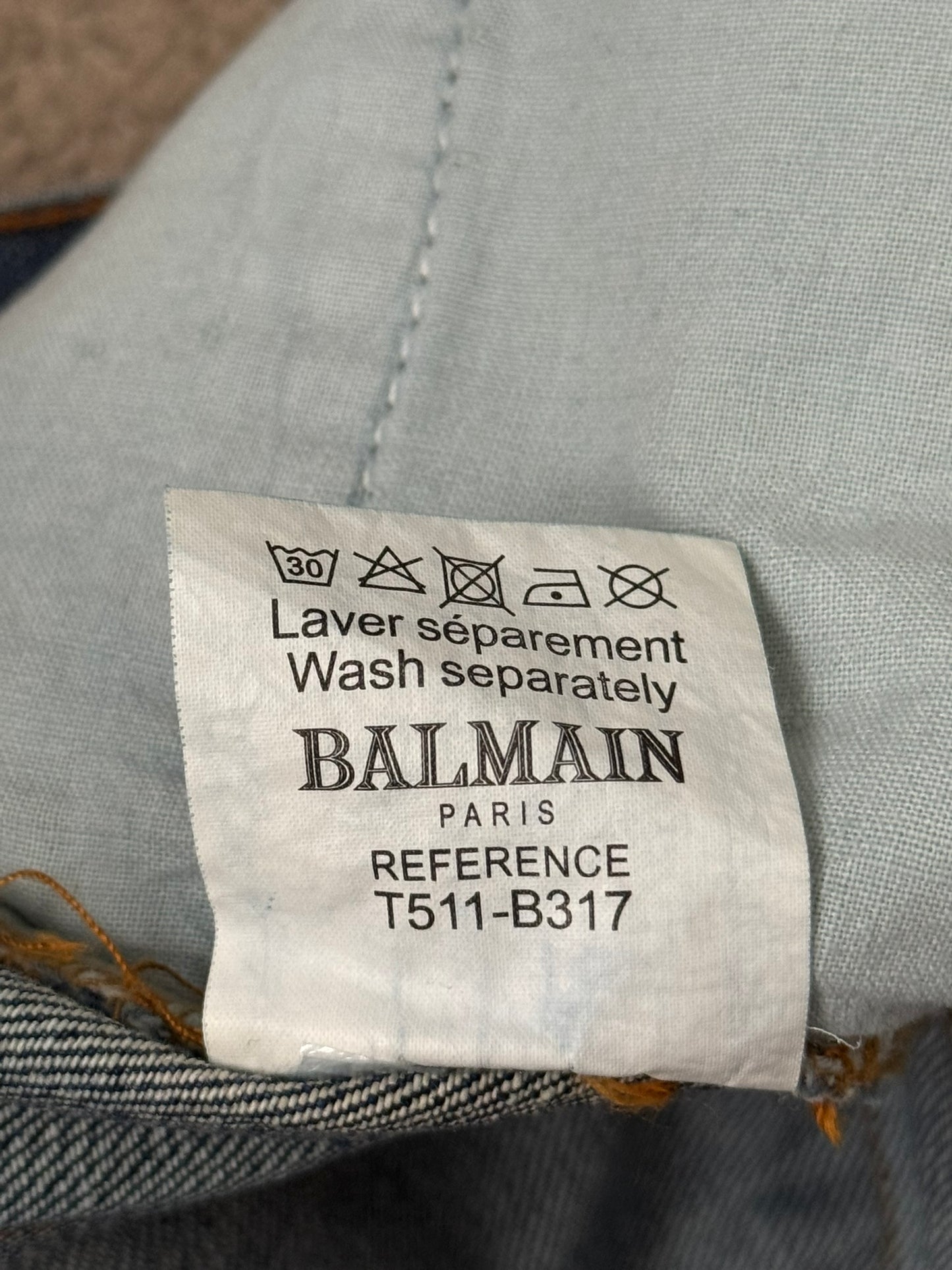 SS10 Balmain by Christophe Decarnin Distressed Cargo Denim Jeans