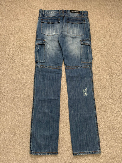 SS10 Balmain by Christophe Decarnin Distressed Cargo Denim Jeans