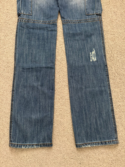 SS10 Balmain by Christophe Decarnin Distressed Cargo Denim Jeans