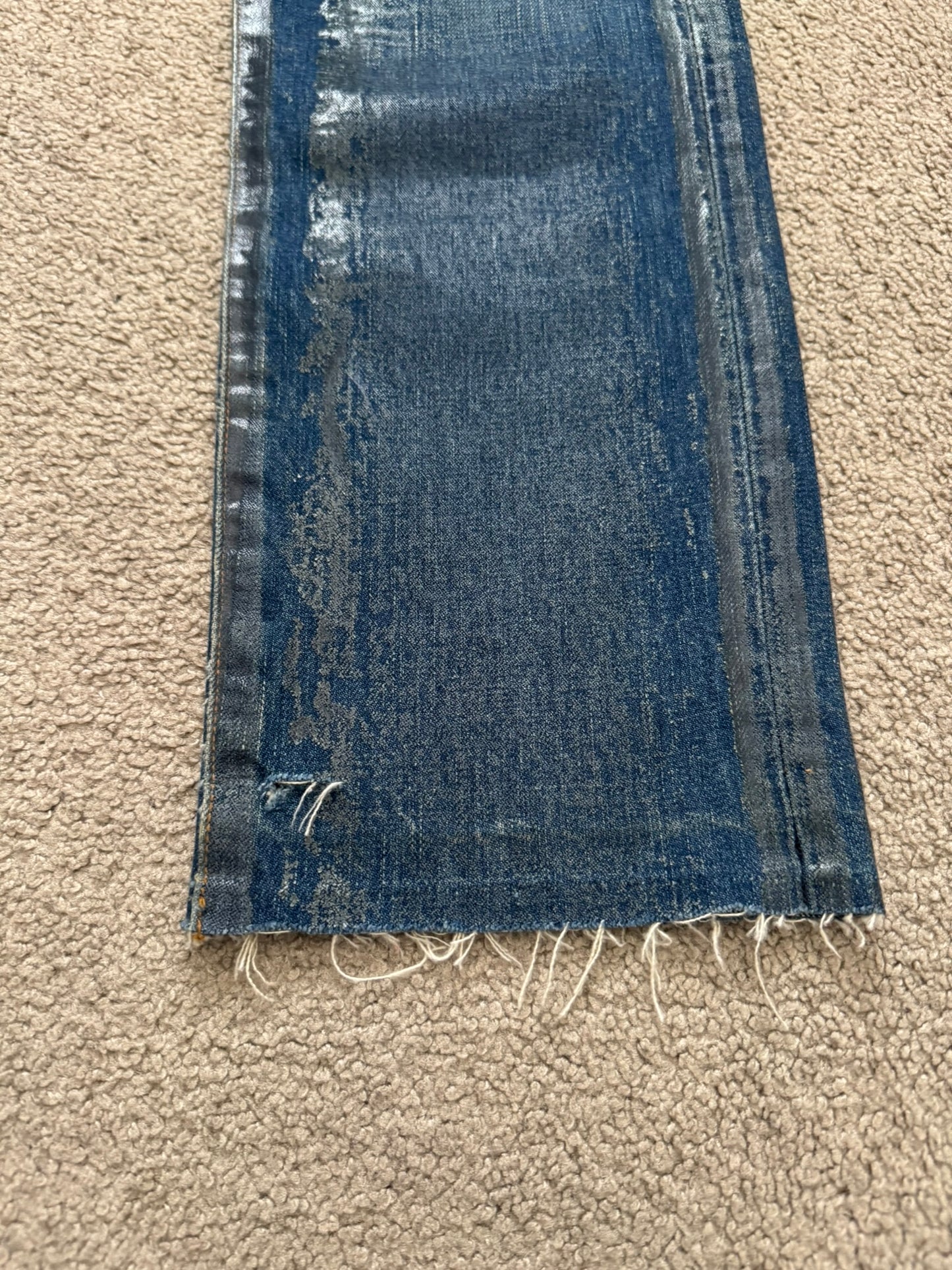 SS07 Dior Homme by Hedi Slimane "Luster" Blue Waxed Clawmark Denim Jeans
