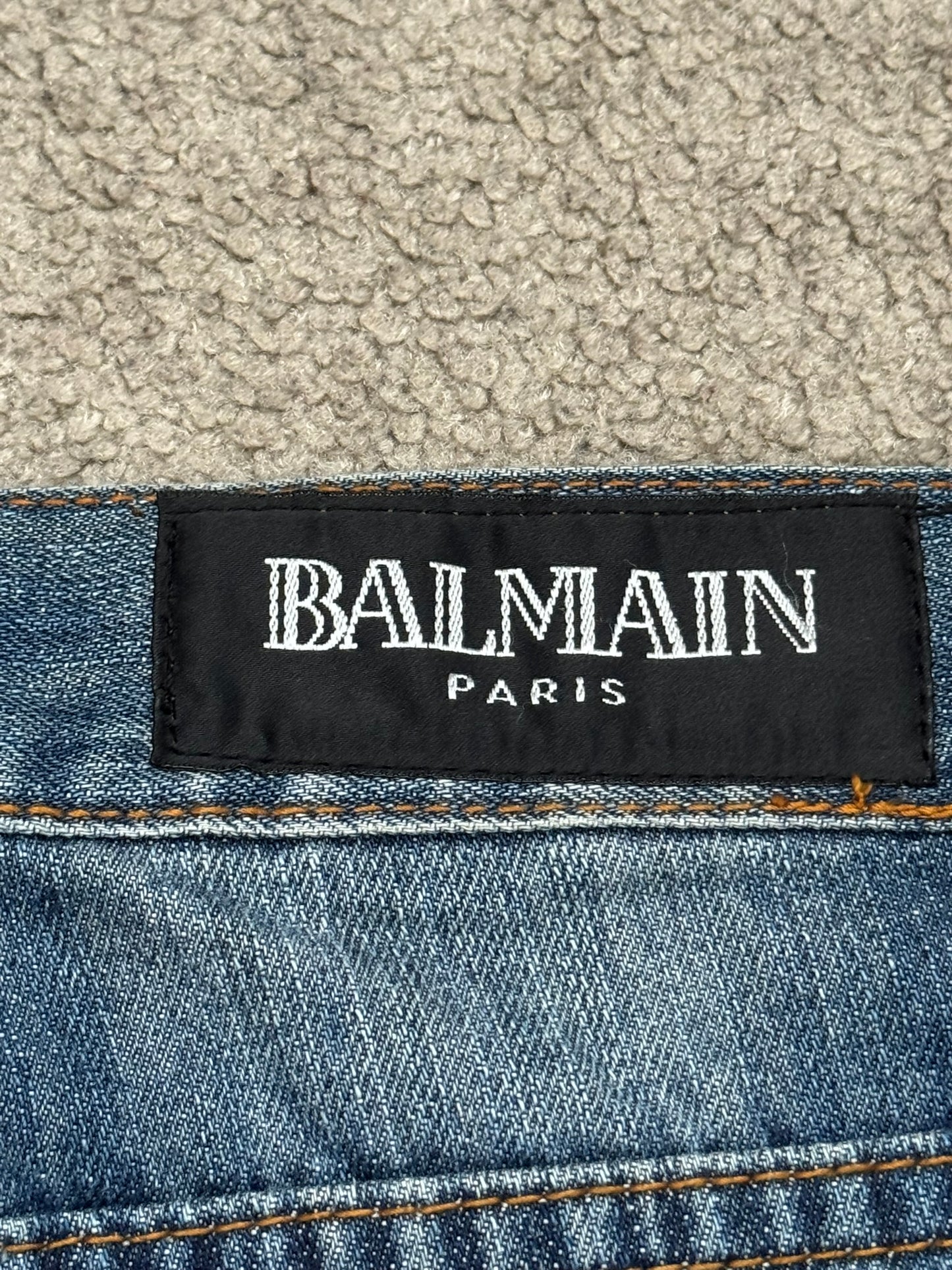 SS10 Balmain by Christophe Decarnin Distressed Cargo Denim Jeans
