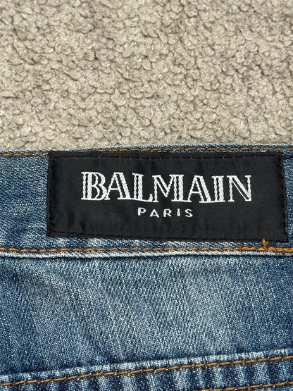 SS10 Balmain by Christophe Decarnin Distressed Cargo Denim Jeans
