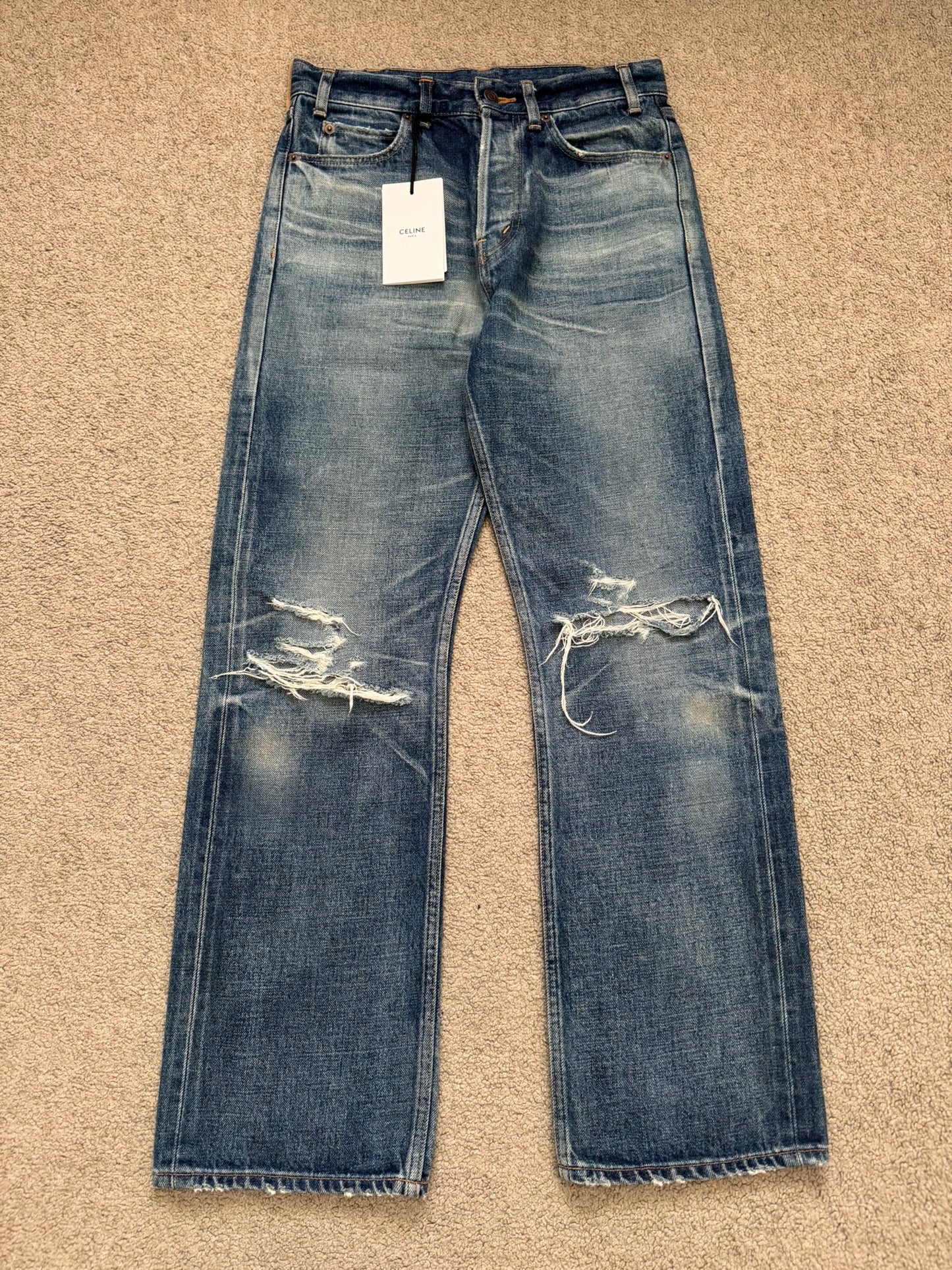 FW21 Celine by Hedi Slimane "Kurt" Distressed Denim Jeans