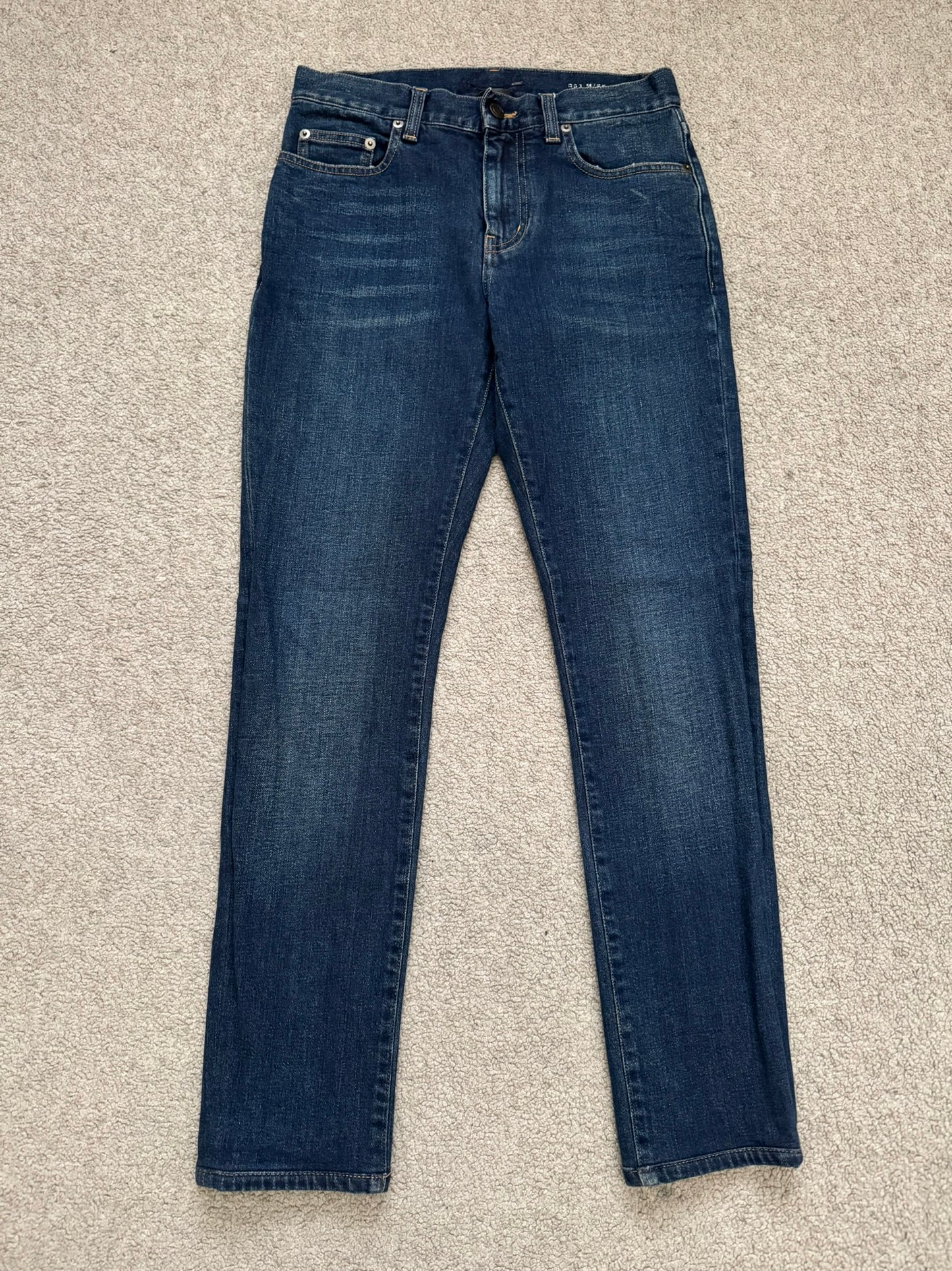 FW16 Saint Laurent by Hedi Slimane Dirty Blue D02 Denim Jeans