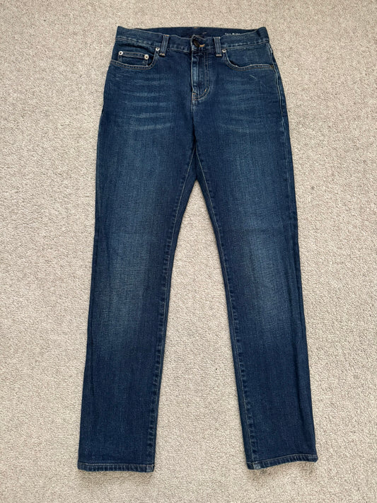 FW16 Saint Laurent by Hedi Slimane Dirty Blue D02 Denim Jeans