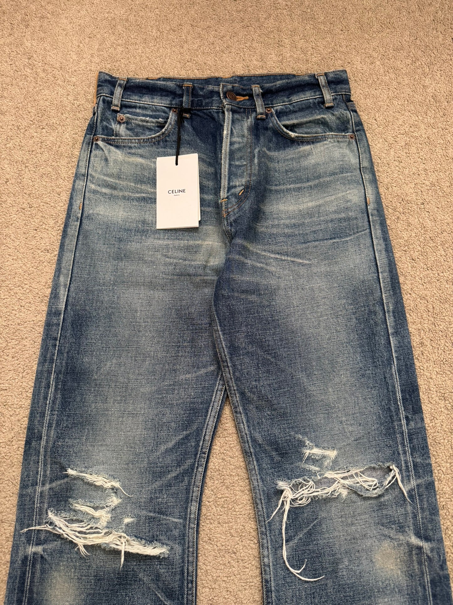 FW21 Celine by Hedi Slimane "Kurt" Distressed Denim Jeans