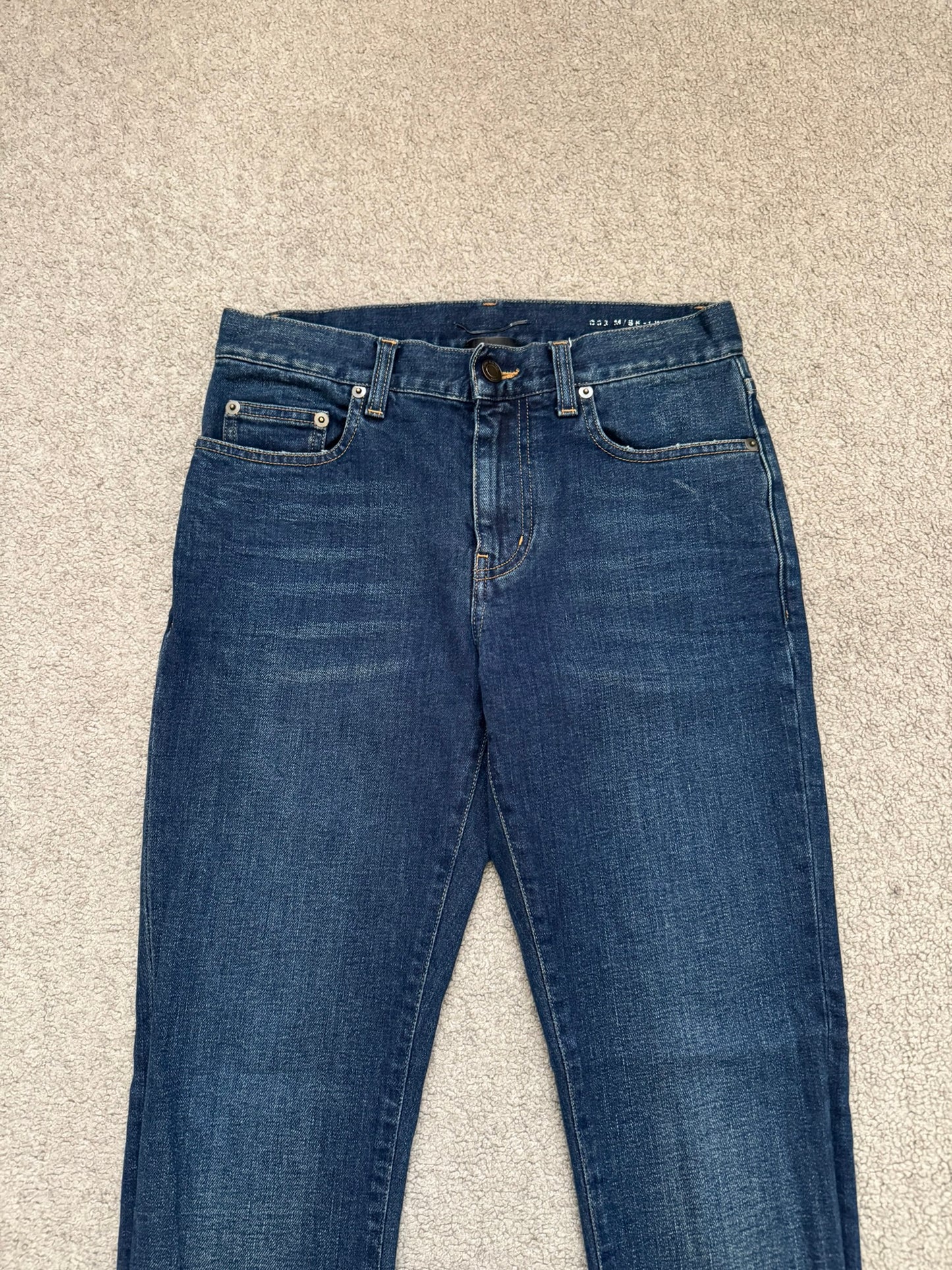 FW16 Saint Laurent by Hedi Slimane Dirty Blue D02 Denim Jeans