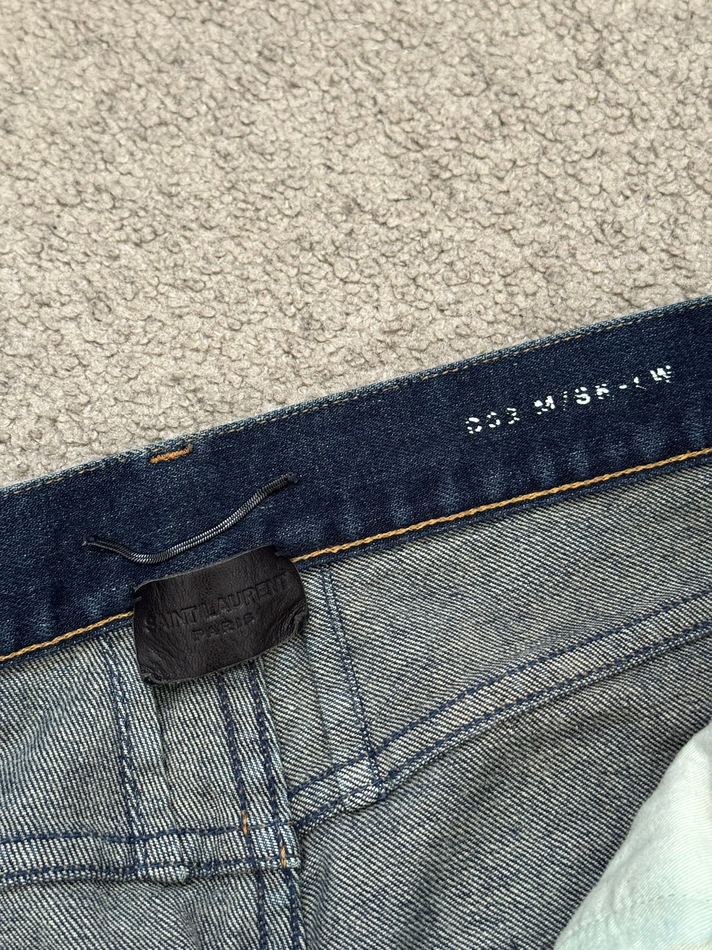 FW16 Saint Laurent by Hedi Slimane Dirty Blue D02 Denim Jeans