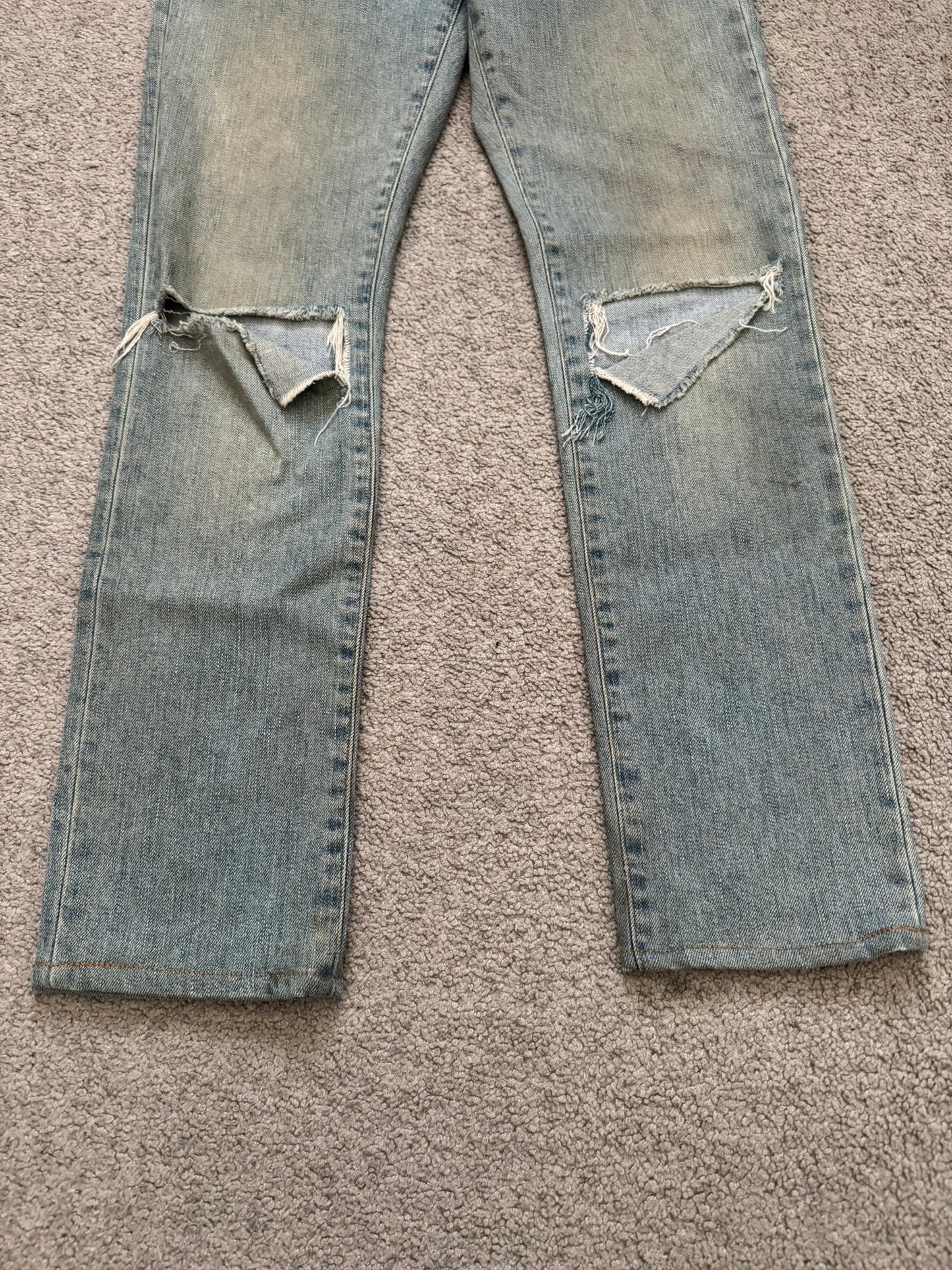FW15 Saint Laurent by Hedi Slimane Mudwash Knee Slit D02 Denim Jeans