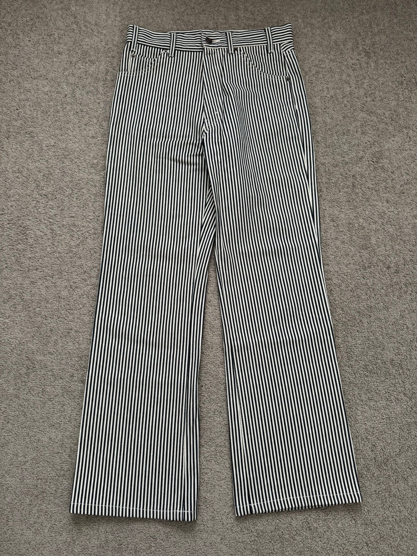 SS20 Celine by Hedi Slimane Hickory Striped Serge Flared Denim Jeans
