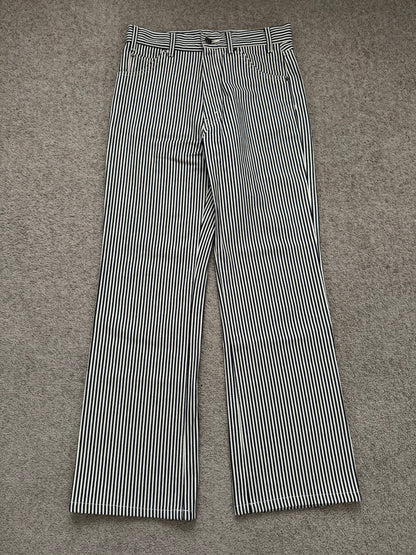 SS20 Celine by Hedi Slimane Hickory Striped Serge Flared Denim Jeans