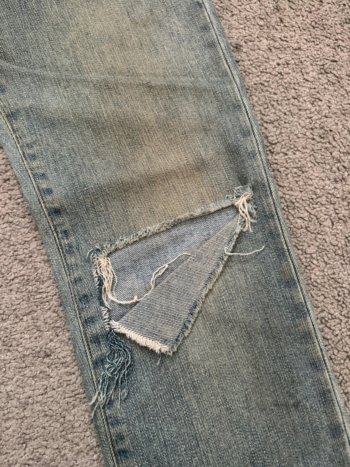 FW15 Saint Laurent by Hedi Slimane Mudwash Knee Slit D02 Denim Jeans