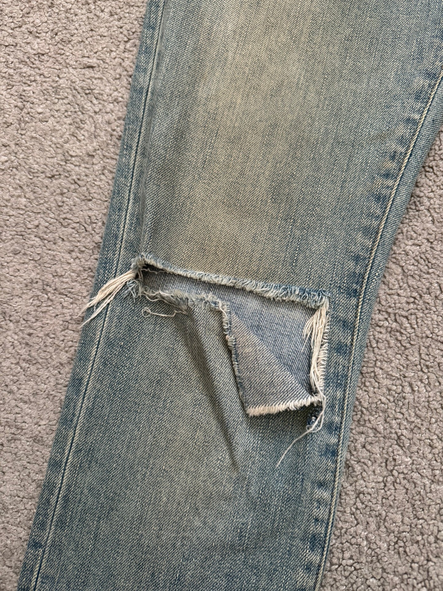 FW15 Saint Laurent by Hedi Slimane Mudwash Knee Slit D02 Denim Jeans