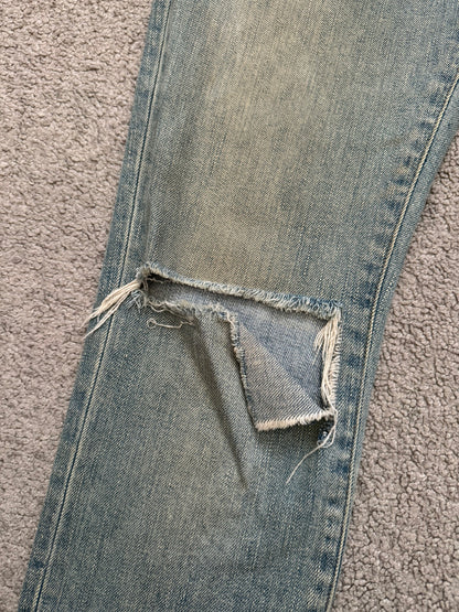 FW15 Saint Laurent by Hedi Slimane Mudwash Knee Slit D02 Denim Jeans