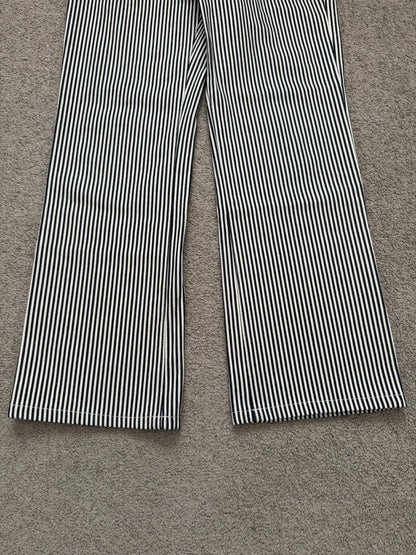 SS20 Celine by Hedi Slimane Hickory Striped Serge Flared Denim Jeans