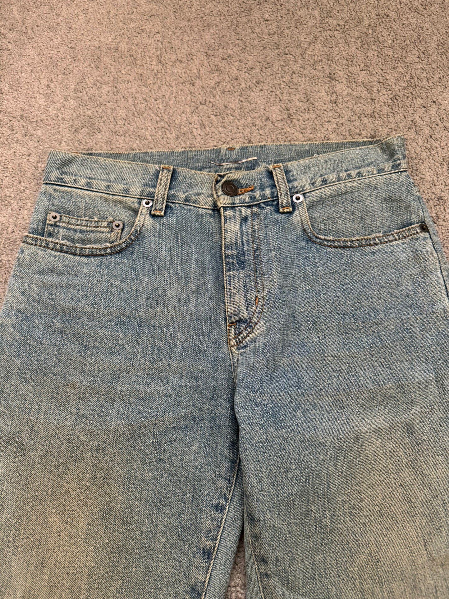 FW15 Saint Laurent by Hedi Slimane Mudwash Knee Slit D02 Denim Jeans
