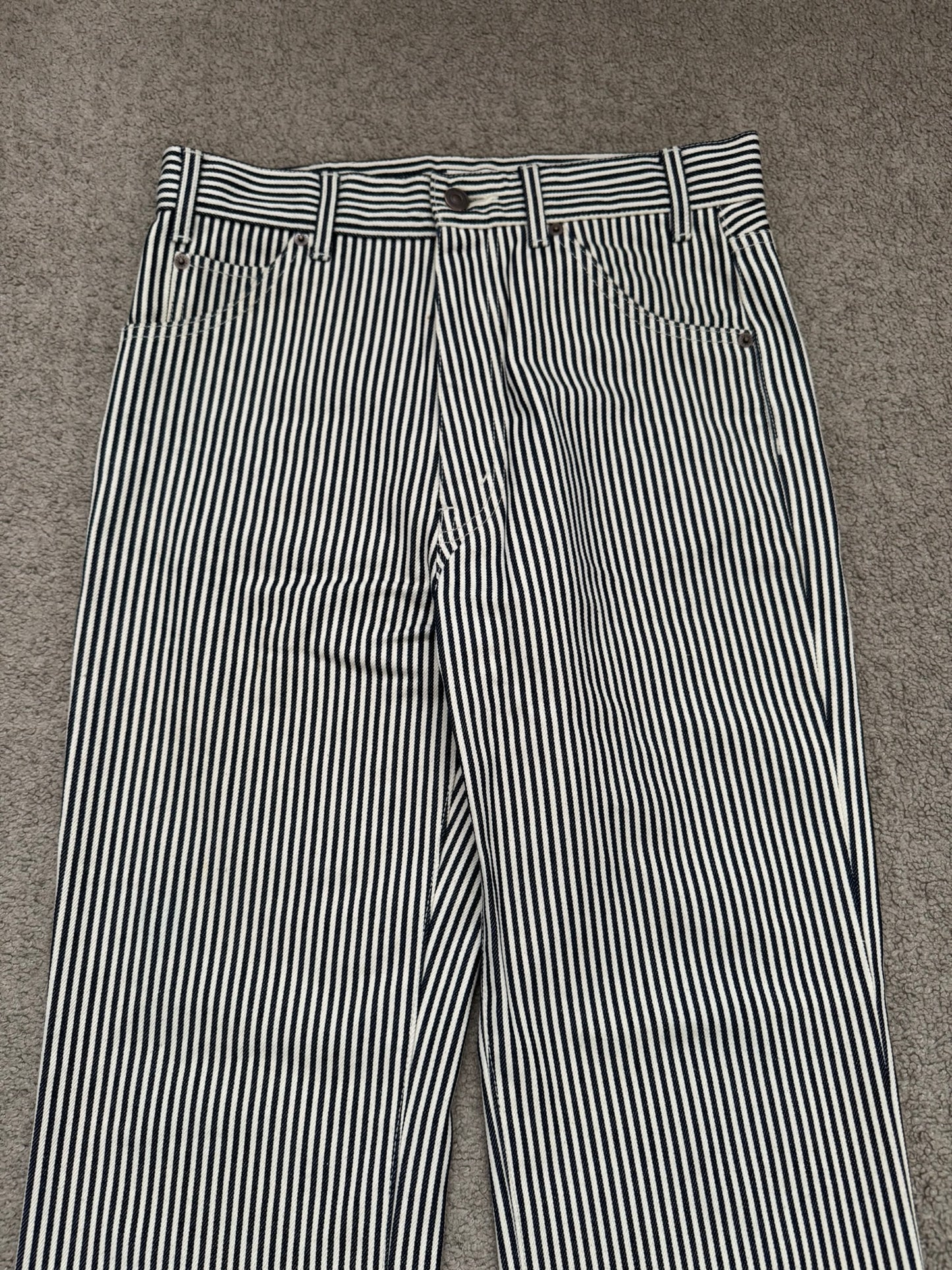 SS20 Celine by Hedi Slimane Hickory Striped Serge Flared Denim Jeans