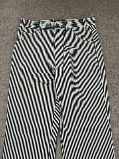 SS20 Celine by Hedi Slimane Hickory Striped Serge Flared Denim Jeans