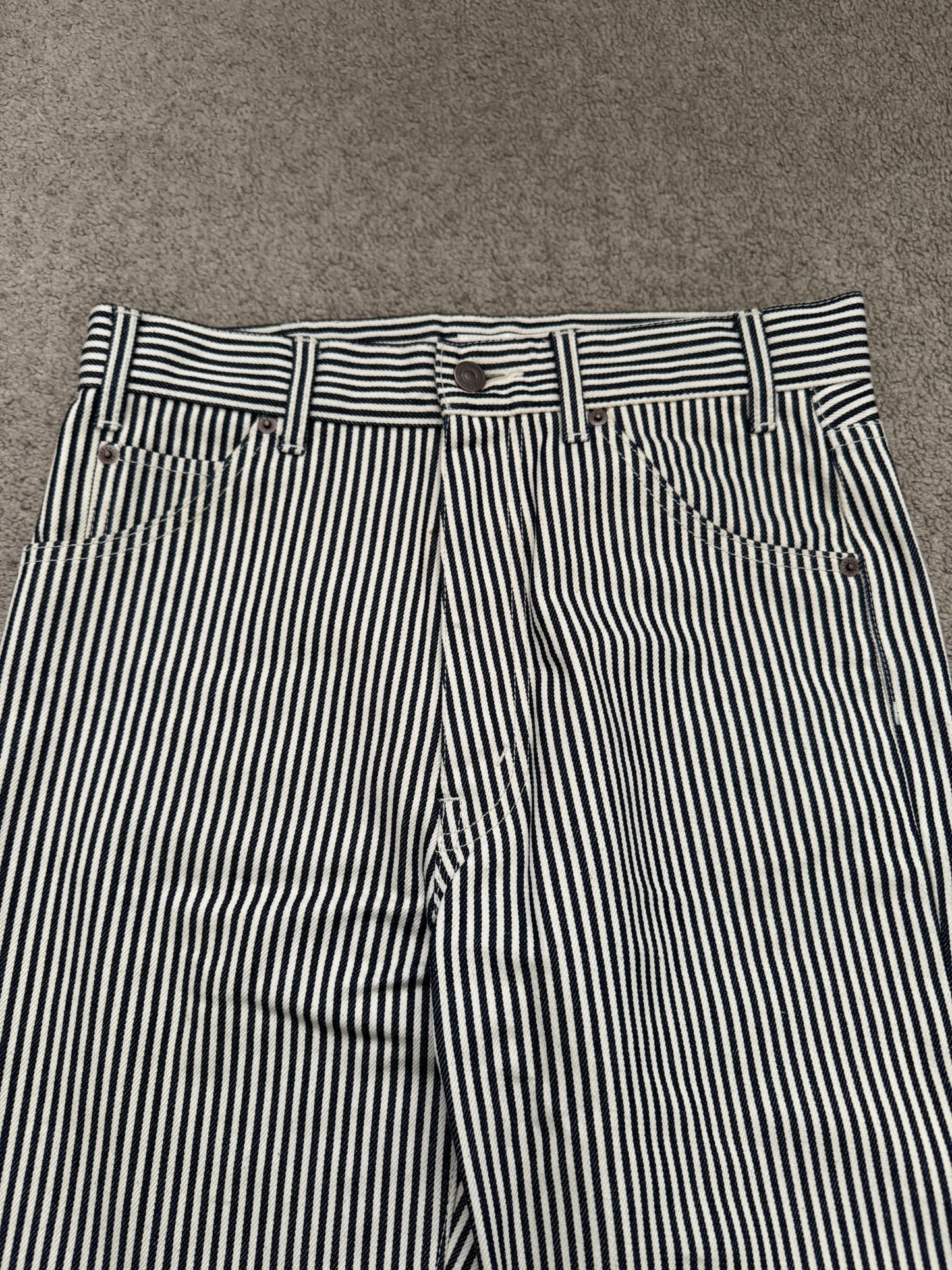 SS20 Celine by Hedi Slimane Hickory Striped Serge Flared Denim Jeans