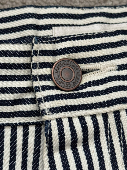 SS20 Celine by Hedi Slimane Hickory Striped Serge Flared Denim Jeans